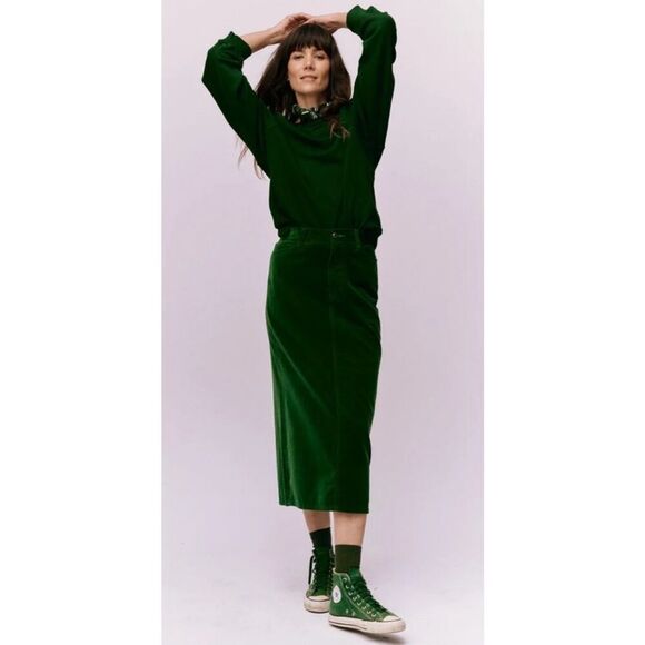THE GREAT Emerald Green Column MIDI Skirt 28 - Picture 9 of 13